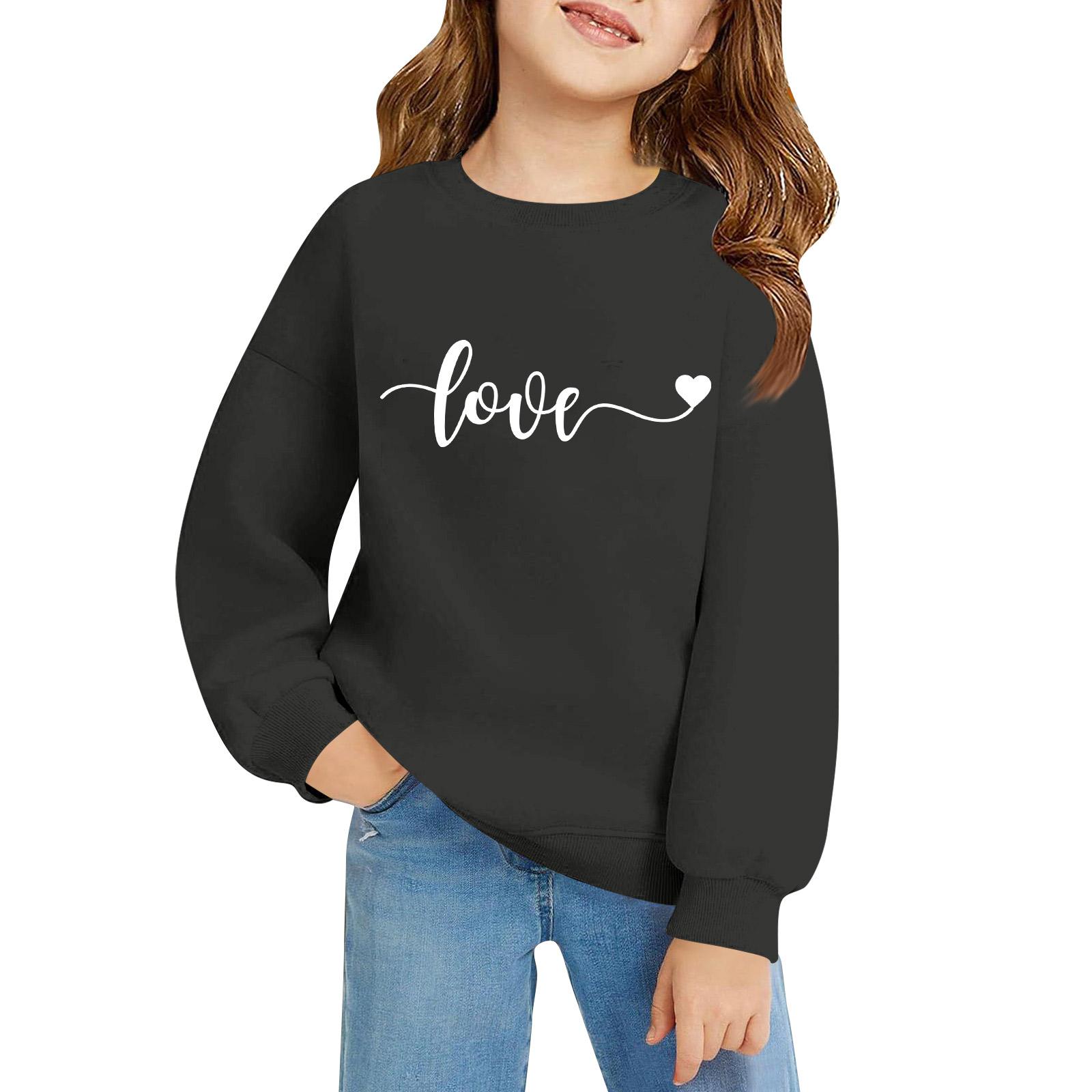 

Kids Long Sleeve Loose Pullover Letter Printed Round Neck Sweatshirt 150