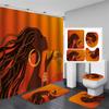 Afroamericano Afro Sexy Chica Negra Mujeres Arte Diseño Arte Graffiti Juego de Cortinas de Ducha para Baño Alfombrillas Alfombras Tapa de Inodoro Poliéster con Ganchos