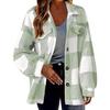 Giacca da donna autunno inverno con tasche finte, stampa scozzese a contrasto di colore, taglie forti, colletto rovesciato, monopetto, manica lunga, cardigan, cappotto di peluche