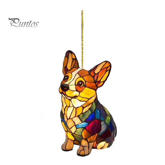 

Щенок-ловец солнца 2D плоский акриловый кулон в виде щенка красочный ловец солнца для собак подвесное украшение для дома, окна, стены, автомобиля B