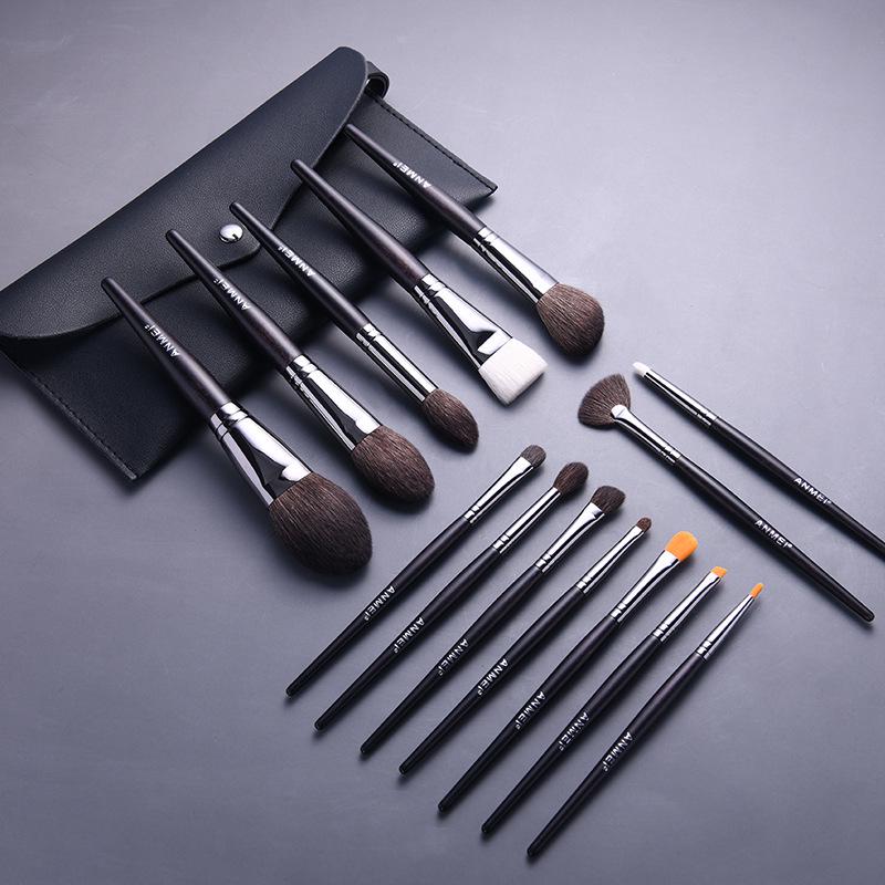 14-Piece Makeup Brush Set: Angled Contour, Flat Mask, Eyeshadow Blending Brushes & Storage Bag