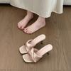 One-word Cool Mopping 2026 Summer French Women's Outward Wear Plus Size New Simple High-heeled Semi-slippers