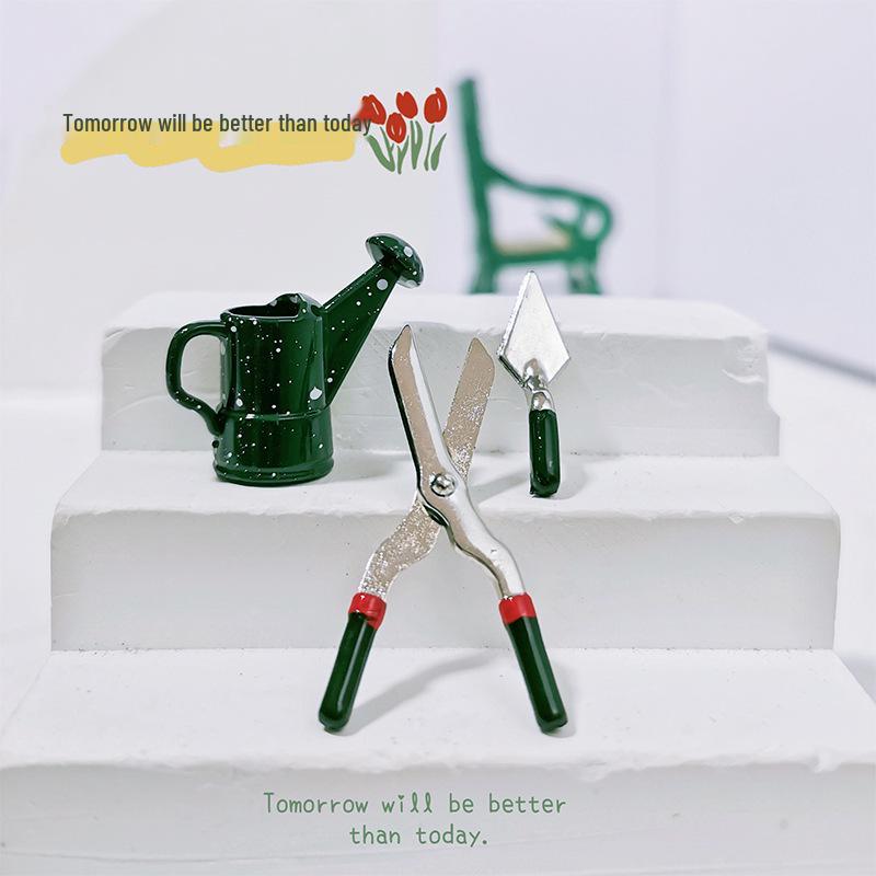 Dollhouse Mini Garden Tool Set: Watering Can & Accessories J149