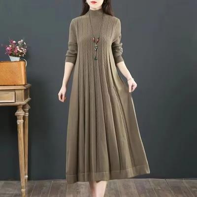 Maglione lungo in lana lavorato a maglia per la mamma, oversize, coprente per la pancia, per autunno e inverno