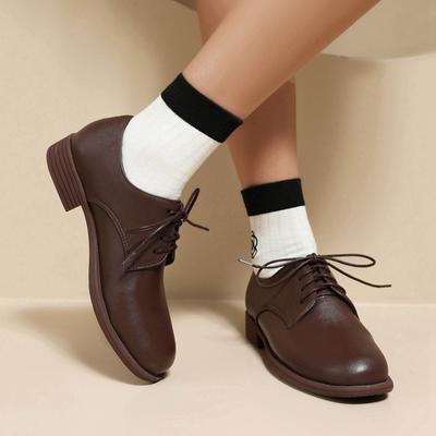 Brogue Damskie Wiosna Jesień Baleriny Damskie Buty Skóra PU Sznurowane Mokasyny Damskie Płaskie Oksfordki Duży Rozmiar 41 42 Chaussure Femme