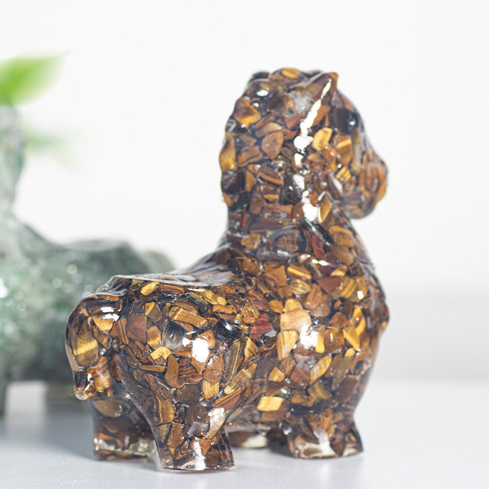Resin Animal Figurine Decor With Crystals For Home Office And Gift Use