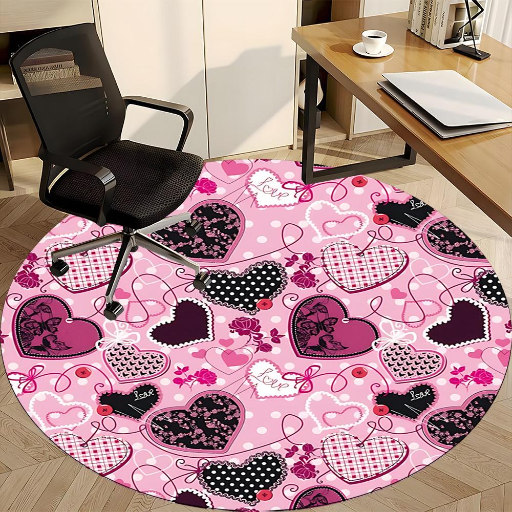 1pc Heart LoveChair Carpet for Office, Indoor Non-Slip Washable Polyester Fiber Carpet, Mat For Office, Machine Washable