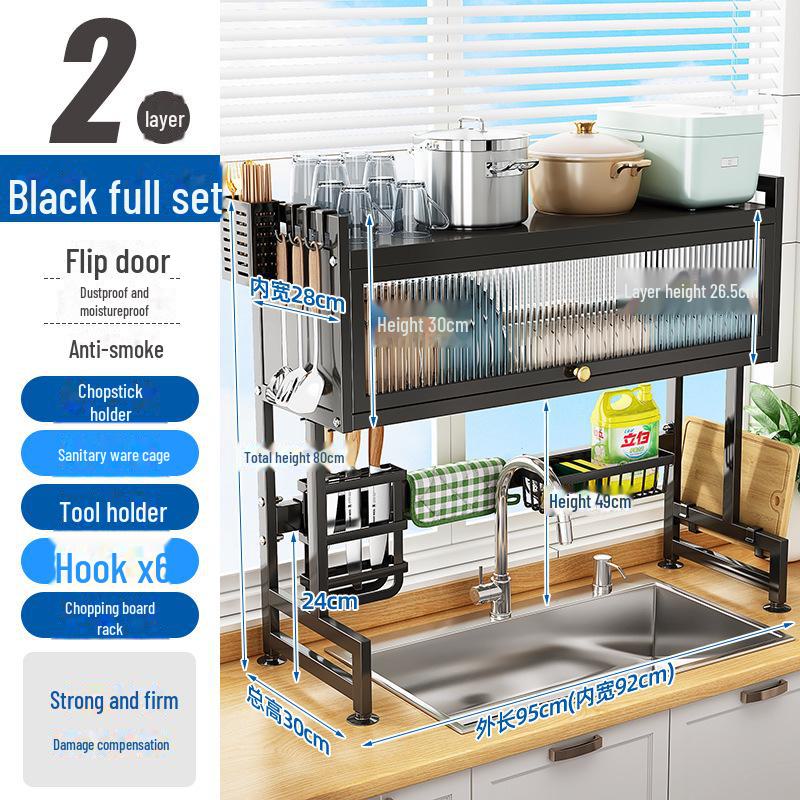 "Multifunctional Kitchen Sink Dish Storage & Drain Rack"