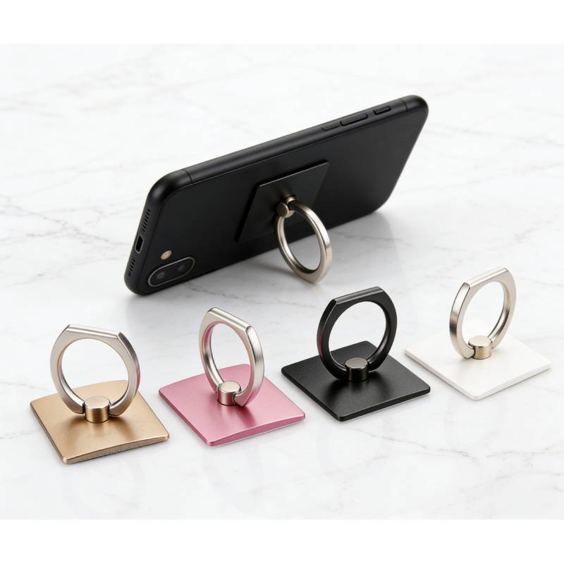 Creative Square Phone Ring Holder With Zinc Alloy Ring For Universal Smartphones