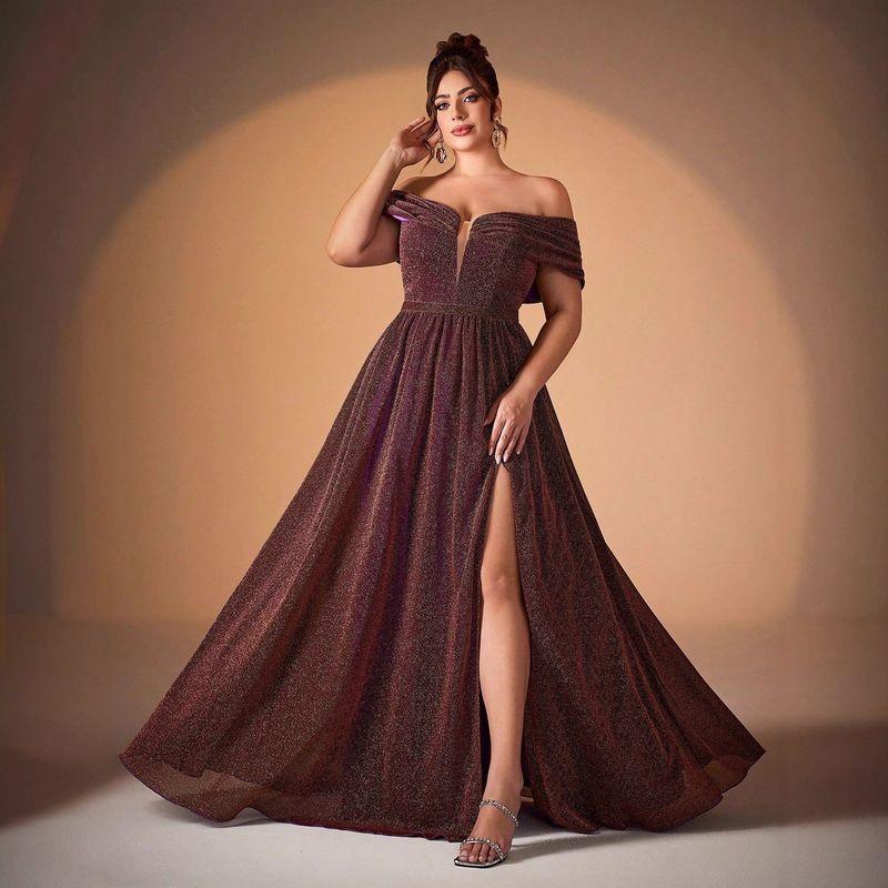 

Plus-Size Formal Long Dress, Foreign Trade Dress, Evening Gown with a High-End Feel, Elegant Ball Gown, Slim-Fit Plus-Size Dress 4XL Picture Color--Al21065 0 XL