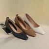 Women's Low Heeled Shoes Soft Leather Non-abrasive Toe Single shoes-Office Shoes