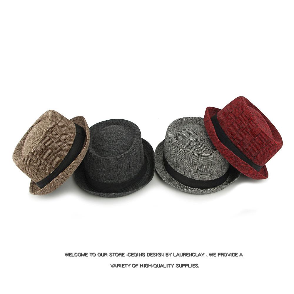 Herbst Winter Hut Herren Britischer Retro Jazzhut Melone Klassischer Karohut