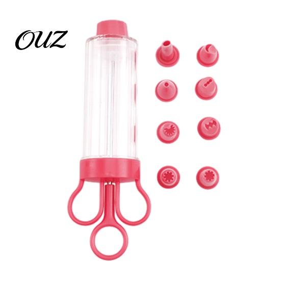 DIY Pastry Decoration Set Dessert Cake Icing Dispenser, 8/11 Interchangeable Nozzles Piping Tips, Easy Control Decorator Ergonomic Transparent Barrel