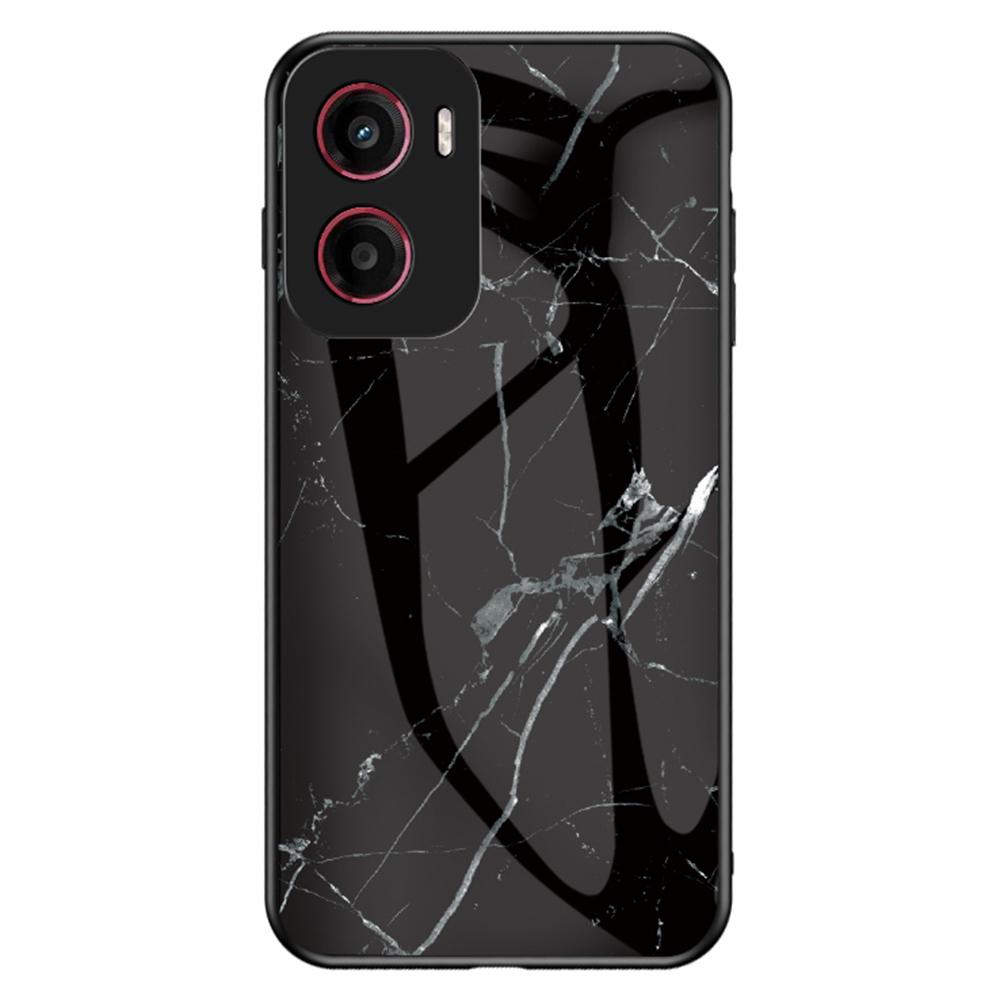 For Motorola Moto G05 4G Case Marble Pattern Tempered Glass+PC+TPU Protective Phone Cover