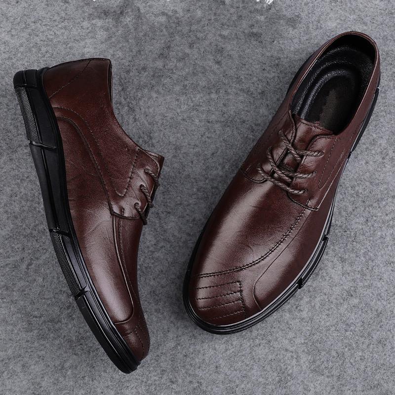 Fashion Men's Handmade Dress Shoes Fashion Men Business Casual Shoes Genuine Leather Male Oxford Shoes 2025 New Male Comfortable Flats