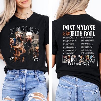 POST MALONE T-Shirt, The Big Ass Stadium Tour 2025 Shirt, Rapper Jelly Roll Tee.