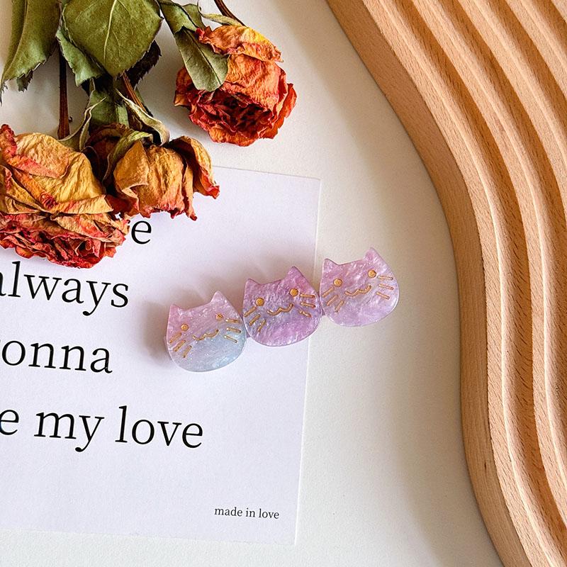 New 6.3cm Three Little Kittens Acetic Acid  Bangs Clip Exquisite Fashion Animal Duckbill Clip Hair Accessories