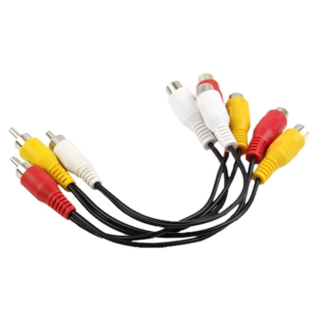 Player 3 RCA Male Plug To 6 RCA Female Plug Splitter Cable Audio AV Adapter Cable 30cm Device Video