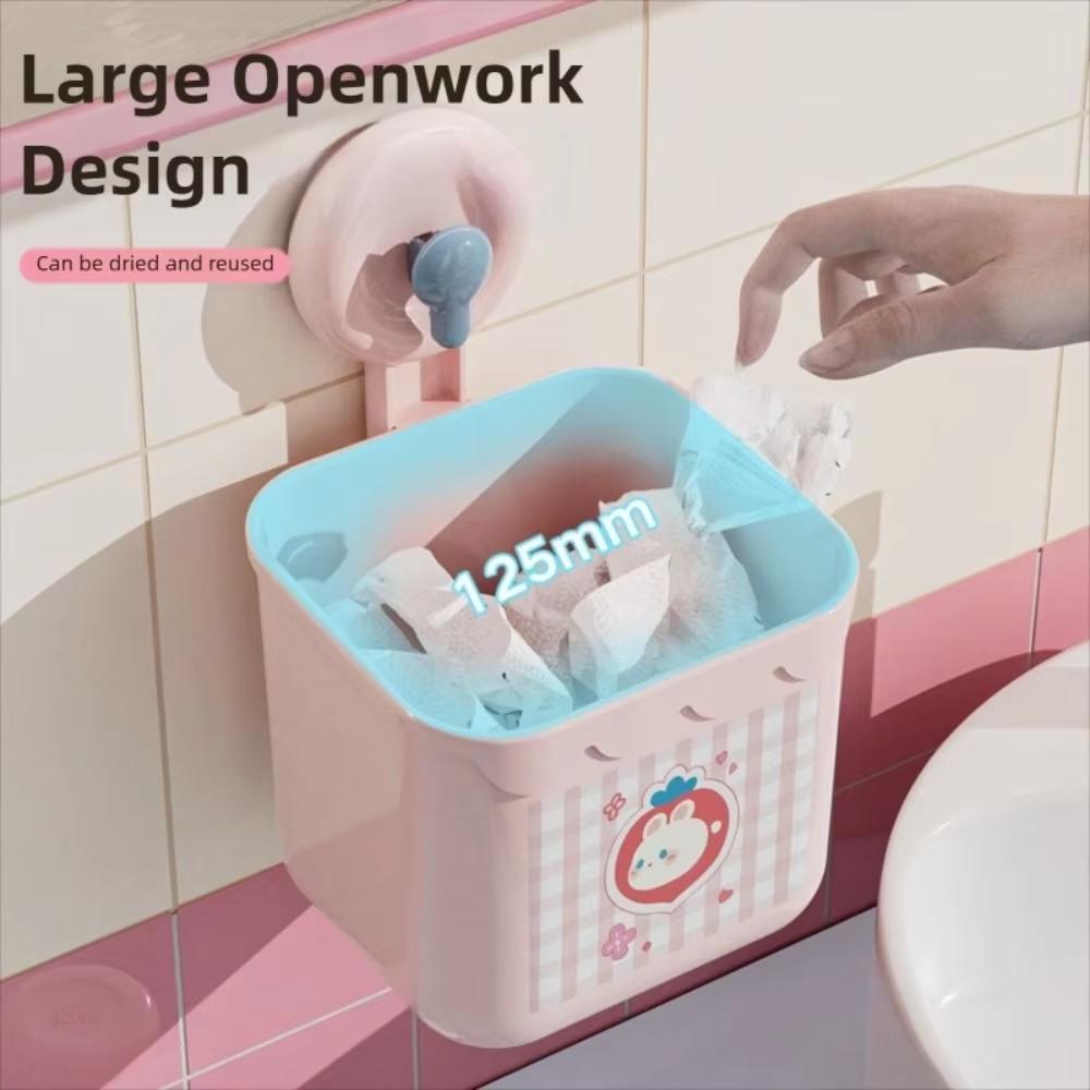 

Wall Mounted Storage Basket with Cartoon Print Suction Cup Attachment for Bathroom Kitchen Organizer Multipurpose Use one size розовый