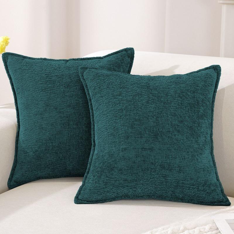 Large Size Thickened Chenille Throw Pillow Cover Removable Washable Solid Color Sofa Square Waist Cushion Case Home Decoration