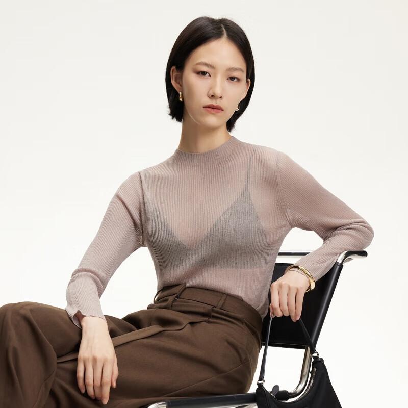 

VEROMODA Women s 2024 Fall Shiny Ribbed Mock Neck Knit Top S