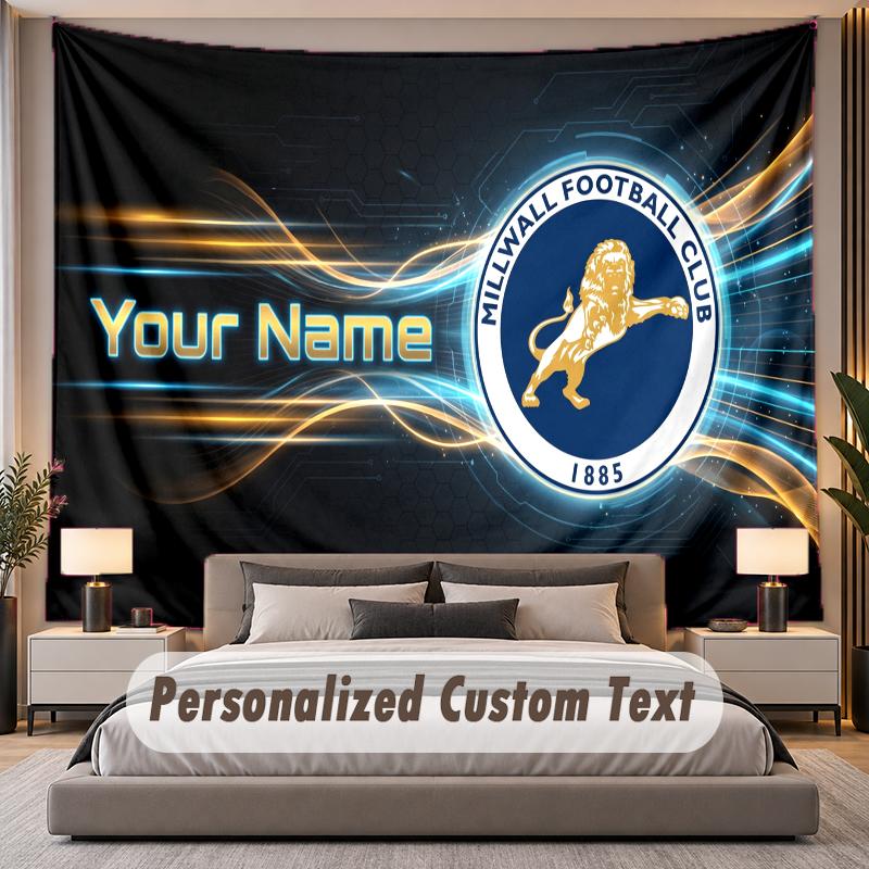 Custom Name Text Tapestry Millwall FC Personalized Polyester Wall Tapestry For Bedroom And Room