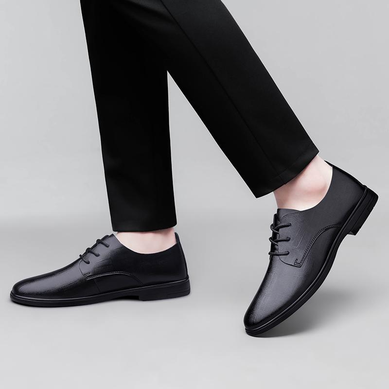 Fashion 2025 New Fashion Men Dress Shoes Men Genuine Leather Oxfords Shoes Casual Lace-up Formal Footwear Business Men's Wedding Shoes