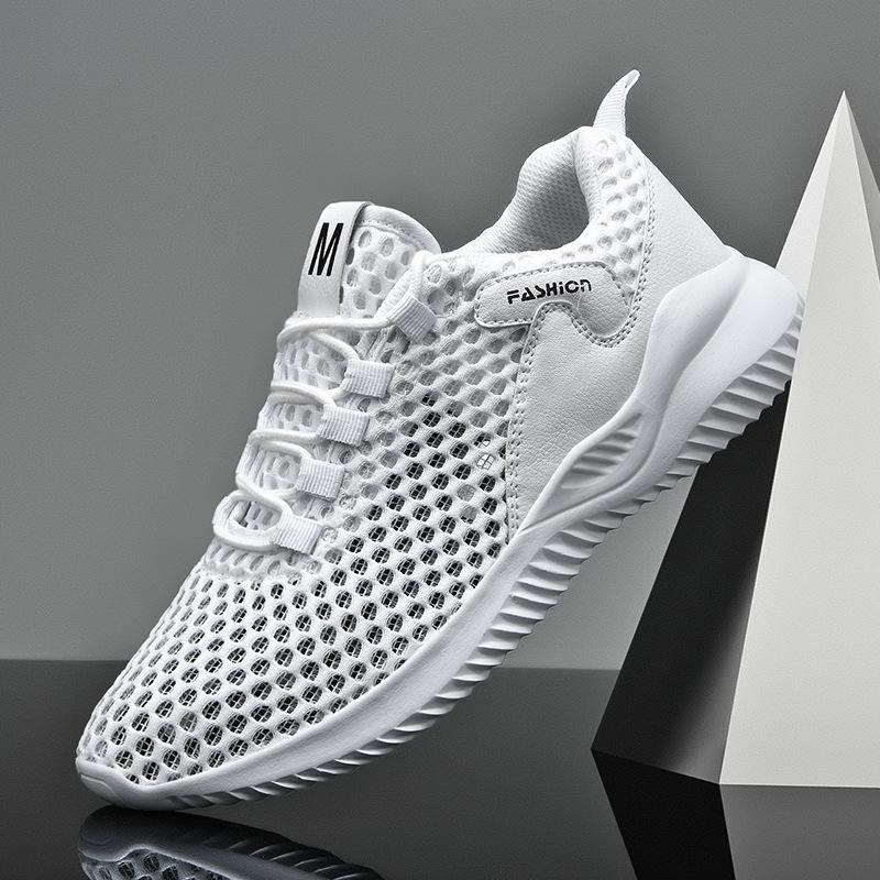 Men's Shoes Sports Shoes Summer Hollow Mesh Breathable Running Shoes Large Size Hole Shoes Single Mesh Sandals Inner Height Increase Shoes