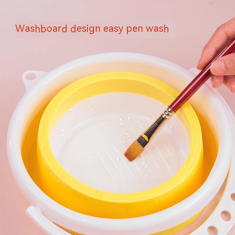Silicone Folding Mini Bucket for Washing Painting Brush Watercolor Drawing  Water Cup Washing Cleaning Tools Paint Pallette
