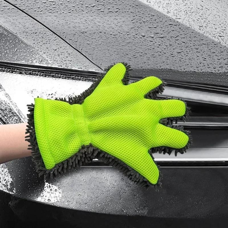 All in One 5 Finger Car Wash Gloves Microfiber Mitts Waterproof and Scratch Free for Safe Washing of Paint Wheels Interior