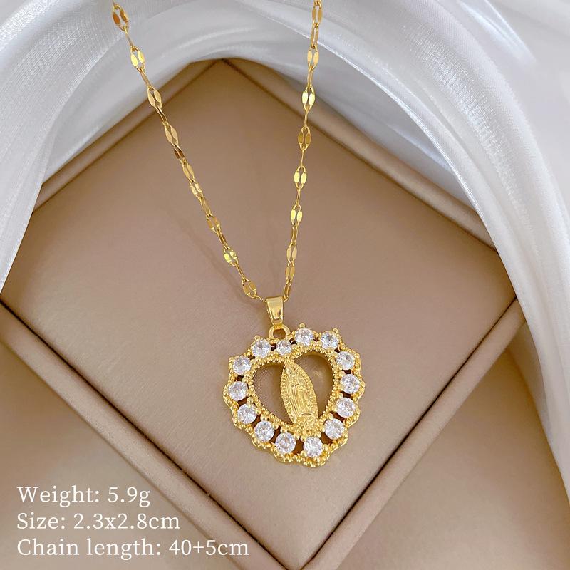 Foreign Trade Portrait Copper Micro-Inlaid Necklace Combination Female Real Gold Electroplated Exquisite Collarbone Chain