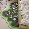 Non Slip Imitation Cashmere Carpet Irregular Bedside Carpet Home Decor Green Moss Rug  Bedroom