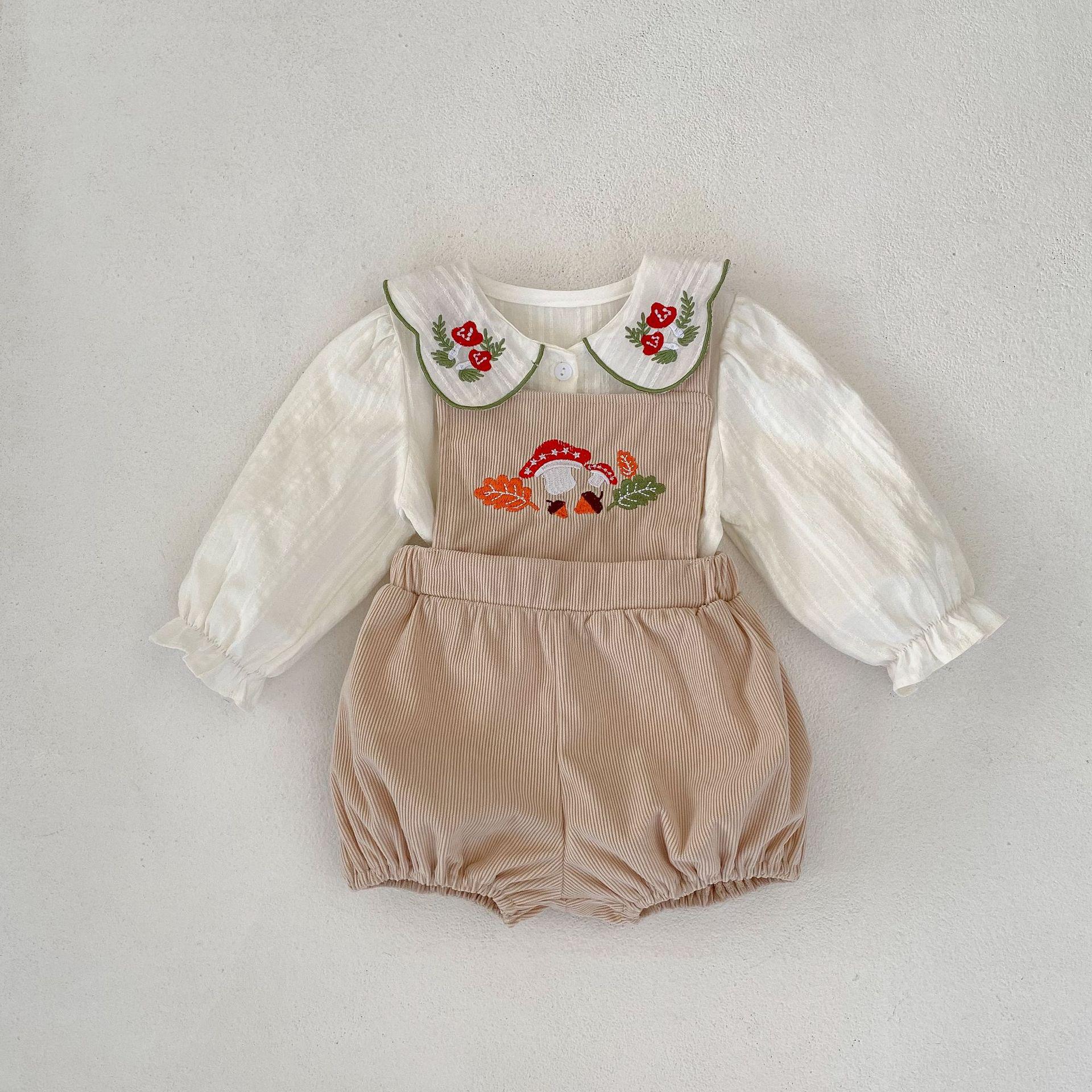 

Комплект из вышитого кардигана и комбинезона для девочек 2025 года 100cm