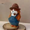 Western Cowboy Dog Figurine Style Pipe Puppy Figurine, Hand Carved Basswood Unique Painted Craft Gift Statue, Compact Ornament for Home Office Desktop