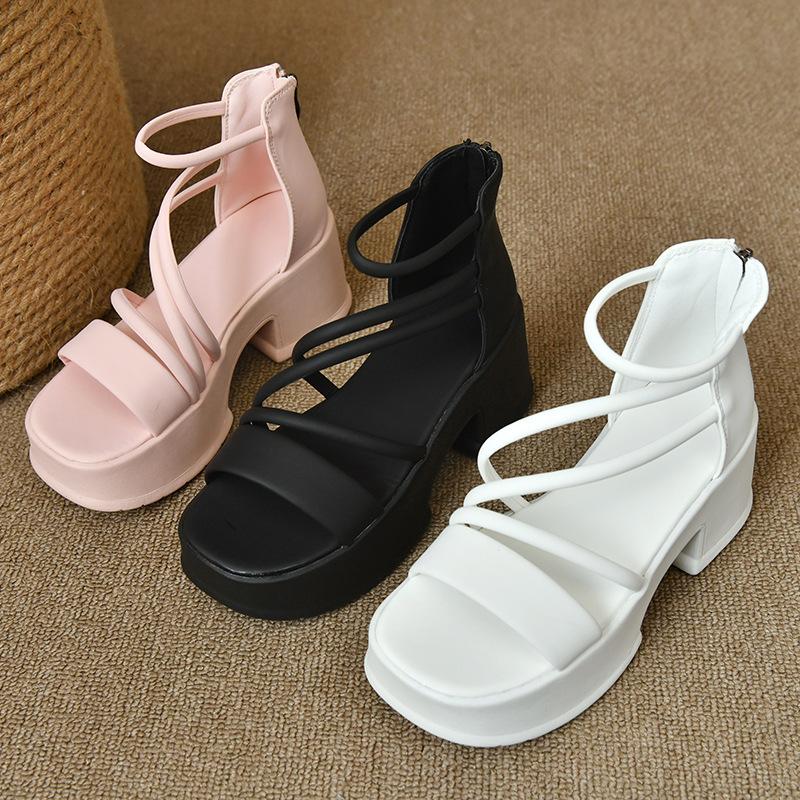 Fashion temperament French versatile with skirt platform sandals women's 2025 new summer design Roman shoes