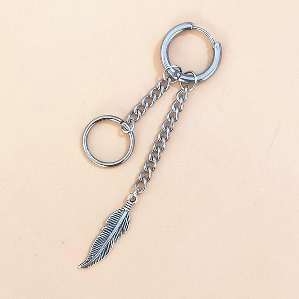 Unisex Leaf Shape Pendant Chain Min Yoon Gi Ear Stud Earrings Jewelry Fashion Chic Decoration