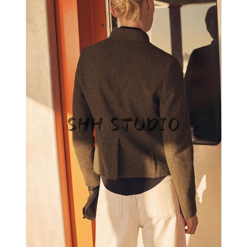 Spring New Houndstooth Pattern Jacket Outwear 8706043 4,000 Bird Grid Vest Jacket 87070434