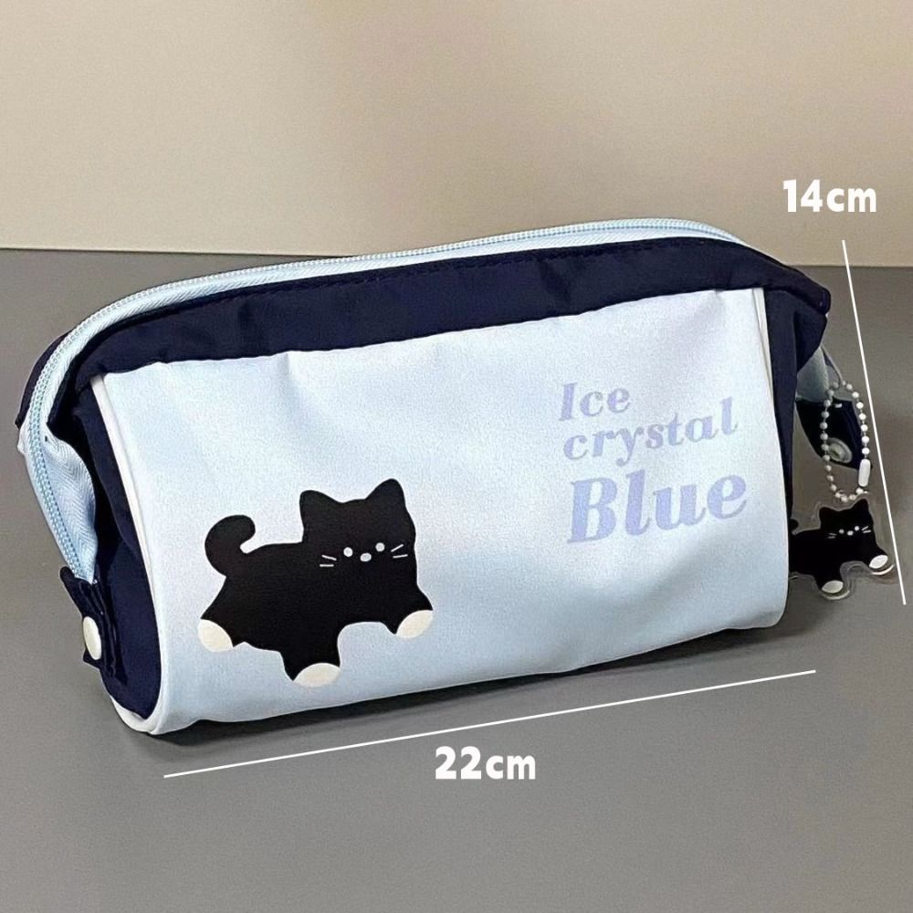 Cartoon Canvas Pen Bag Portable Large Capacity Pencil Case Multifunction Pen Pouch Gift