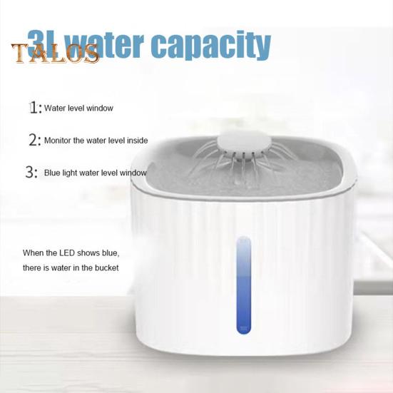 3L Automatischer Haustier-Wasserbrunnen Leiser Hunde-Wasserspender mit LED-Licht und Wasserstandsfenster Haustier-Trinknapf für Hunde und Katzen