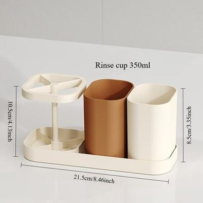 3pcs Bathroom Countertop Toothbrush and Toothpaste Storage Rack Set Family-Sized Mouthwash Cups and Dust-Proof Storage Rack