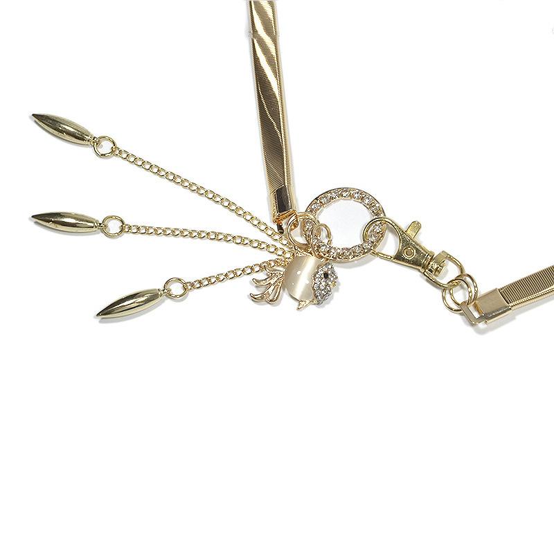 Пояс-цепочка на талию с подвесками, украшенными стразами - женский декоративный пояс для платья - золотой пояс с пружинным акцентом 70cm