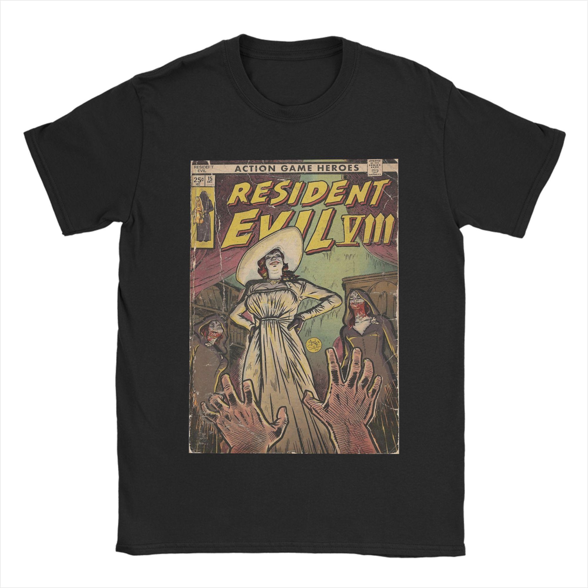 

Residents Evils 4 Fan Art Comic Cover TShirts for Men Raccoon City Fashion Pure Cotton Tee Shirt Crewneck Short Sleeve T Shirt L
