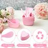 Set da 6 ciotole per mescolare maschere viso a forma di cuore rosa con spatola, strumento in plastica per la cura della pelle fai-da-te, adatto per la famiglia e il salone
