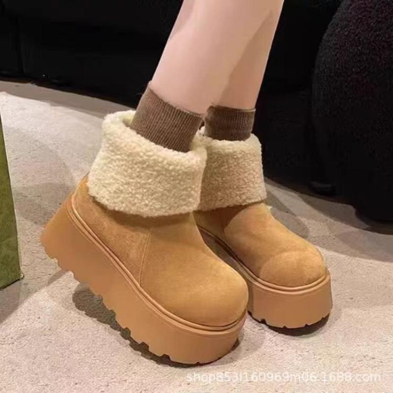 Snow Boots Thickened Snow Boots Women's New Thick Soles Heightened Winter Velvet Non-slip Warm Cotton Shoes Women