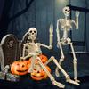 Halloween Outdoor Skeleton Plastic Posable Skeleton with Movable Joints Small Hanging Skeletons for Haunted House Graveyard Prop