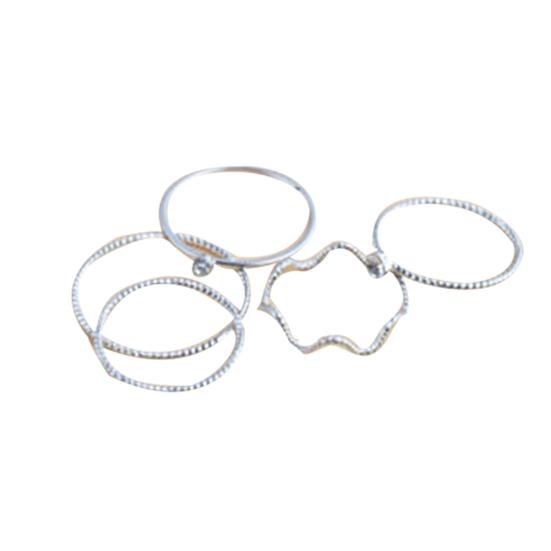 5Pcs/Set Band Ring Wave Stack Above Knuckle Midi Rings Lady Jewelry Charm