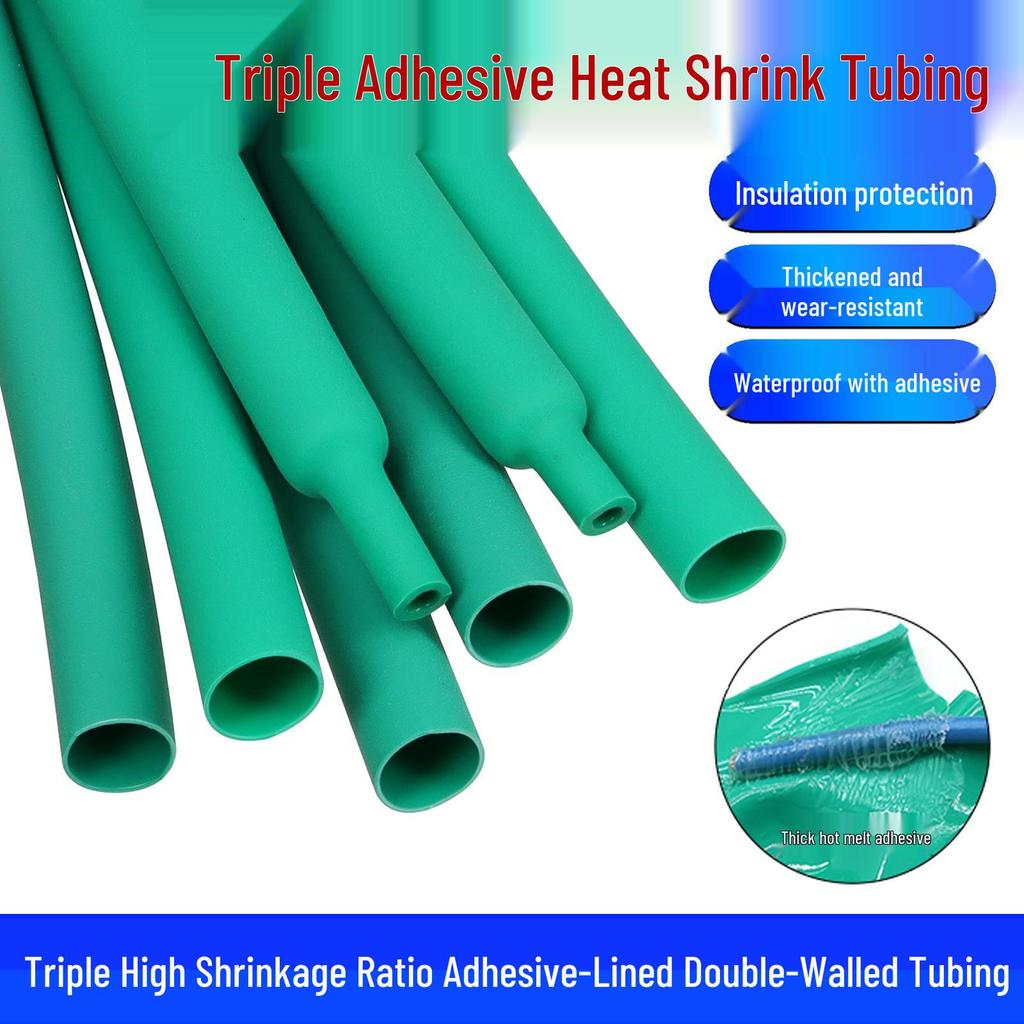 Green Double-Wall Adhesive Heat Shrink Tubing 3:1 Insulation Sleeve for Data Cables