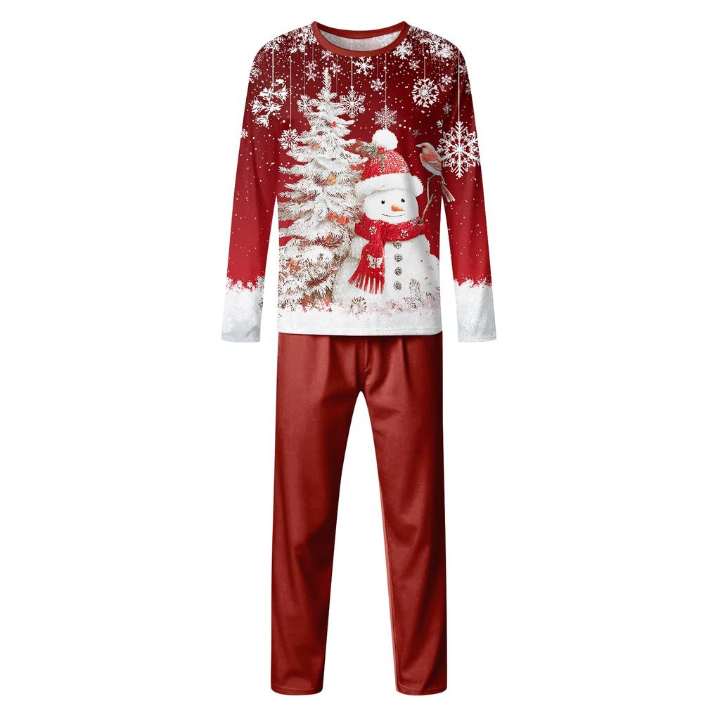 Print Cute Family Set Pajamas, Home Clothes, Family Set Long Sleeve Top Pants Set