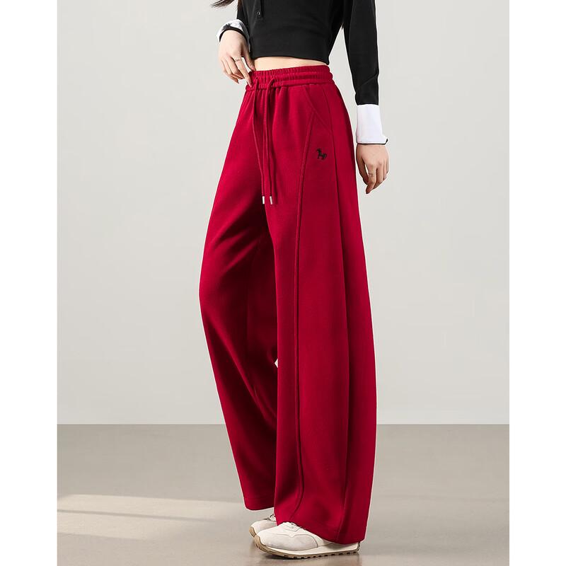 TERRE BLEUE Women's Embroidered Wide-Leg Casual Pants