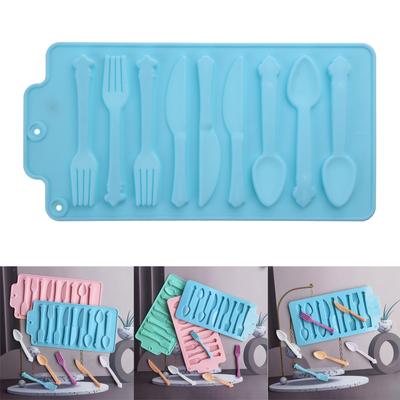 Silicone Chocolate Knife Fork Spoon Fondant Cake Candy Biscuits Moulds DIY Baking Decorating Tools for Dessert Cake